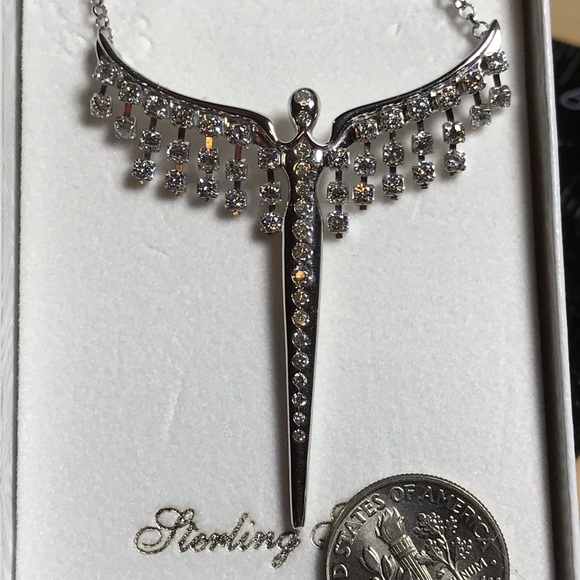 Beautiful angel necklace! Sterling and crystal - Picture 5 of 5